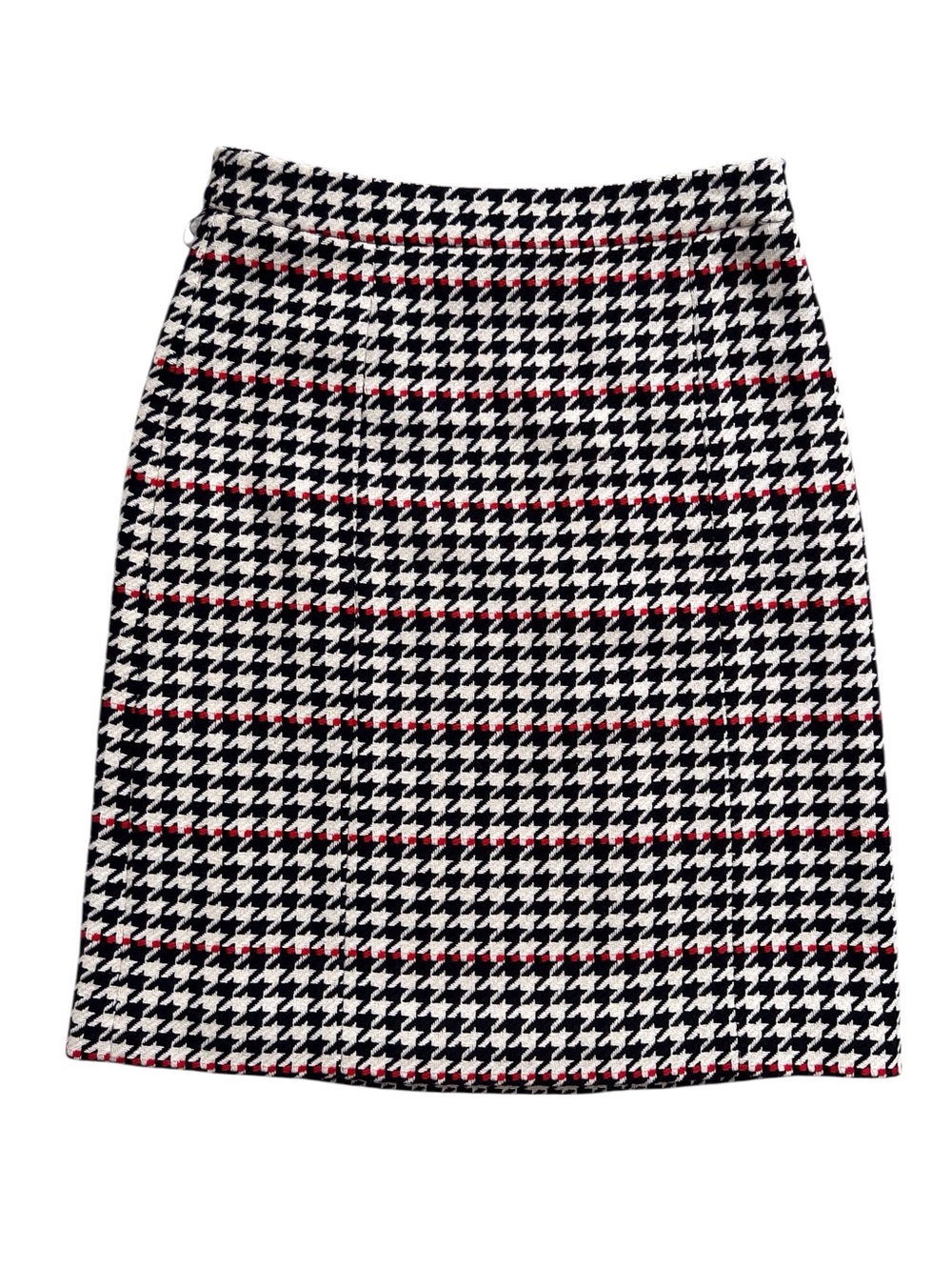 Hugo Boss Houndstooth Pencil Skirt Black White Red Designer Classic Women’s 8